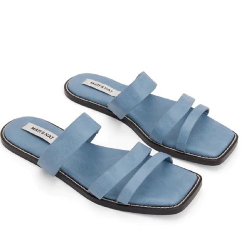 MATT & Nat Anzu Blue Vegan Strap Square Toe Sandals Size 39 - Picture 2 of 11